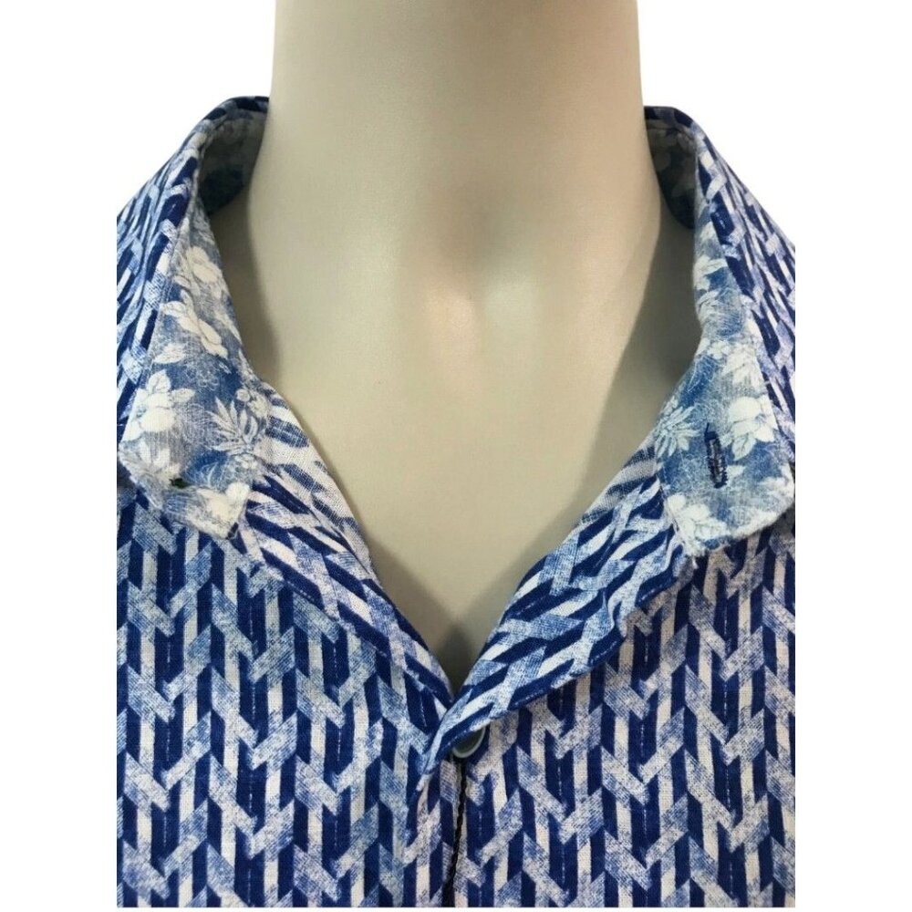 Robert Graham Tulsa Geo Blue‎ White Long Sleeve Button Down Shirt Men's S NEW - Picture 8 of 14